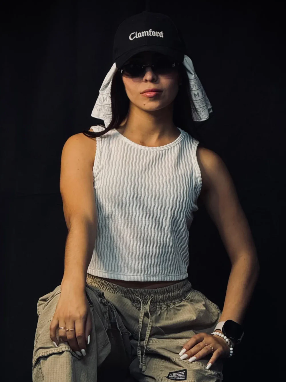 Crop top manga corta tela acanalada