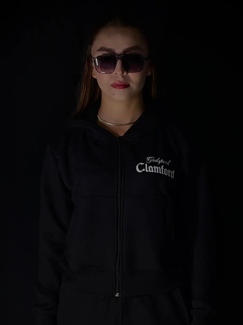 Hoodie Cremallera Negra Premium